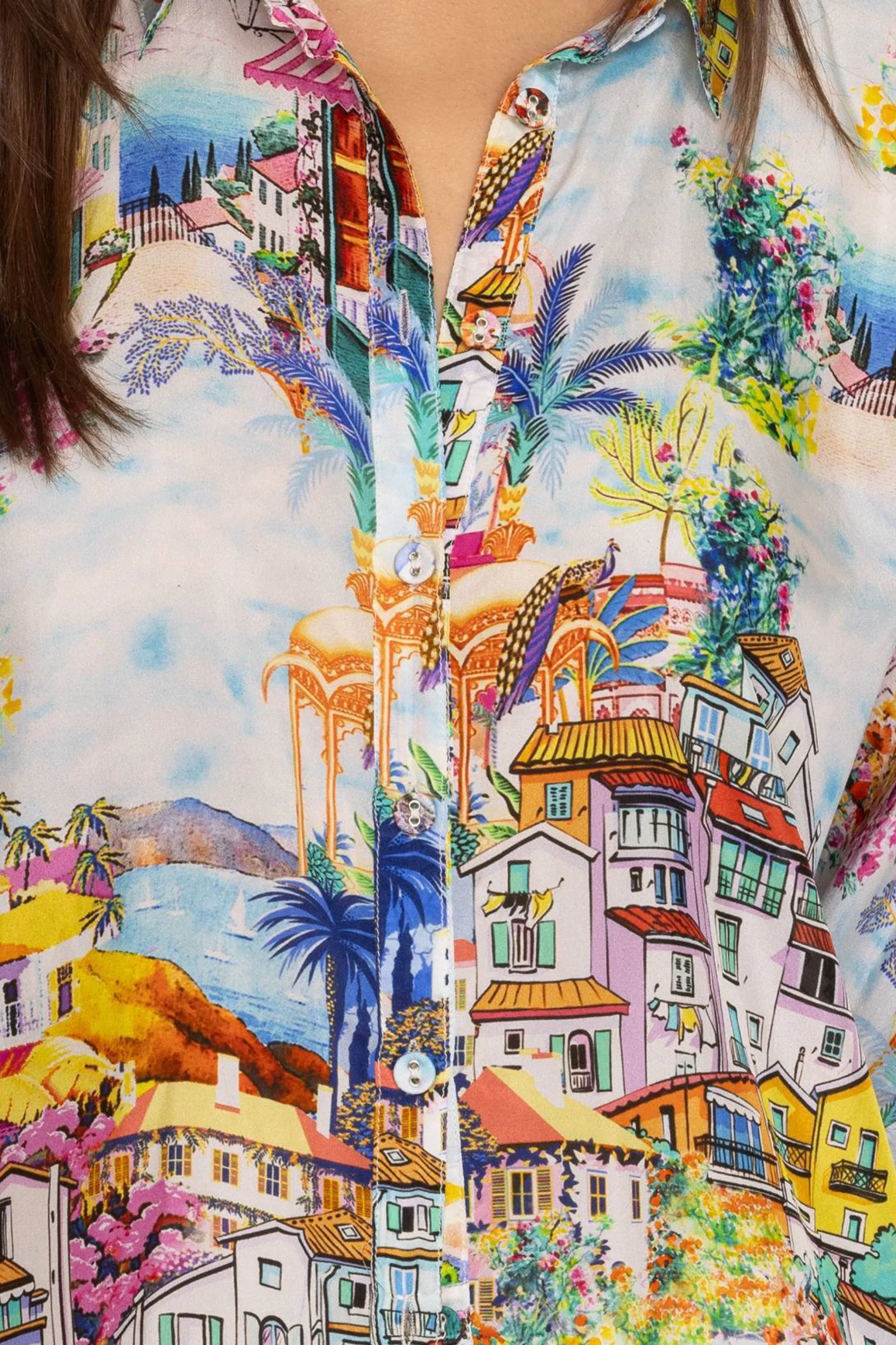 Johnny Was Lynn Silk Button Up Blouse C13824B5