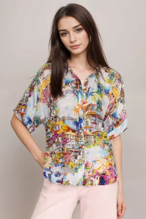 Johnny Was Lynn Silk Button Up Blouse C13824B5