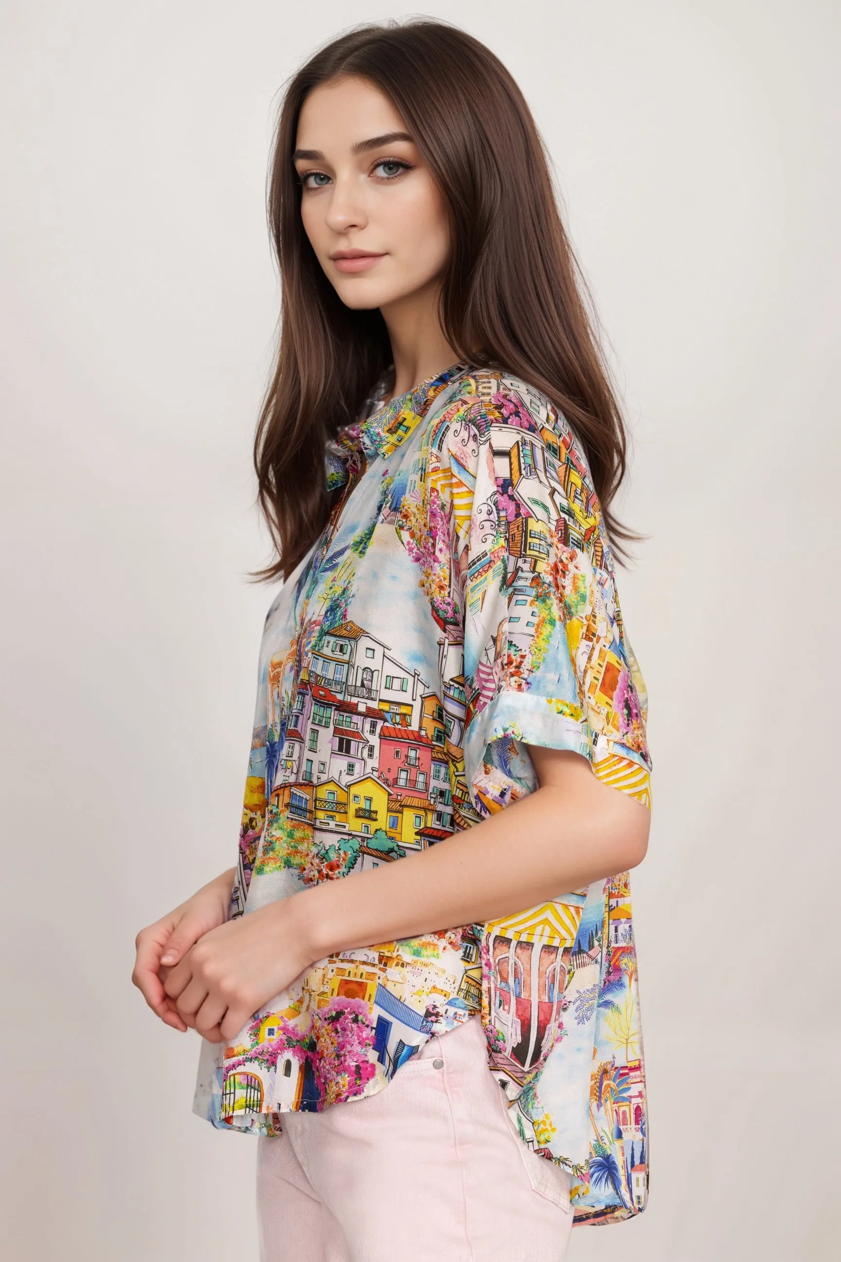 Johnny Was Lynn Silk Button Up Blouse C13824B5