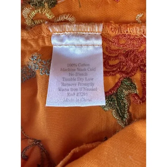 Johnny Was Womens Embroidered Floral Orange Cotton Blazer Jacket S