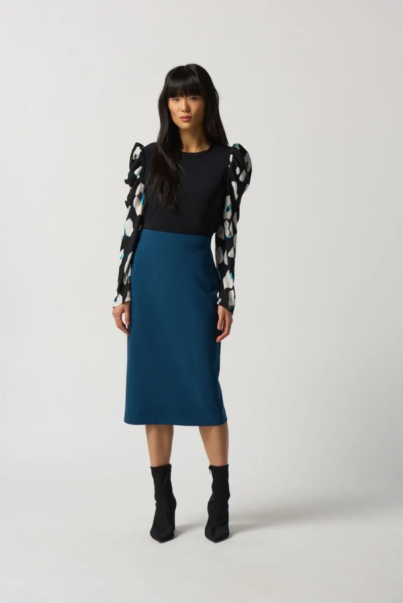 Joseph Ribkoff Back Slit Pull On Knee-Length Pencil Skirt 163083 VIP