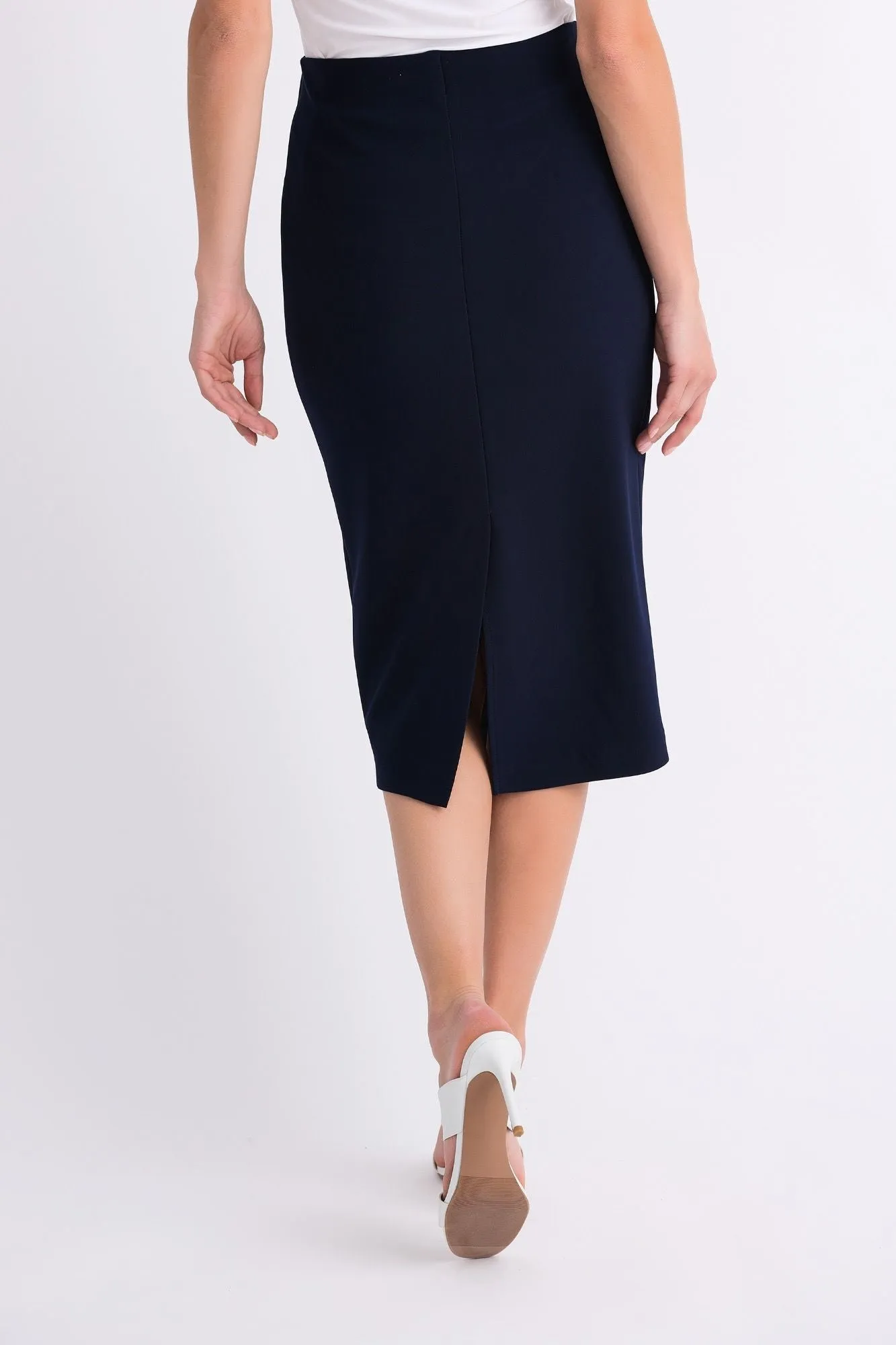 Joseph Ribkoff Back Slit Pull On Knee-Length Pencil Skirt 163083 VIP
