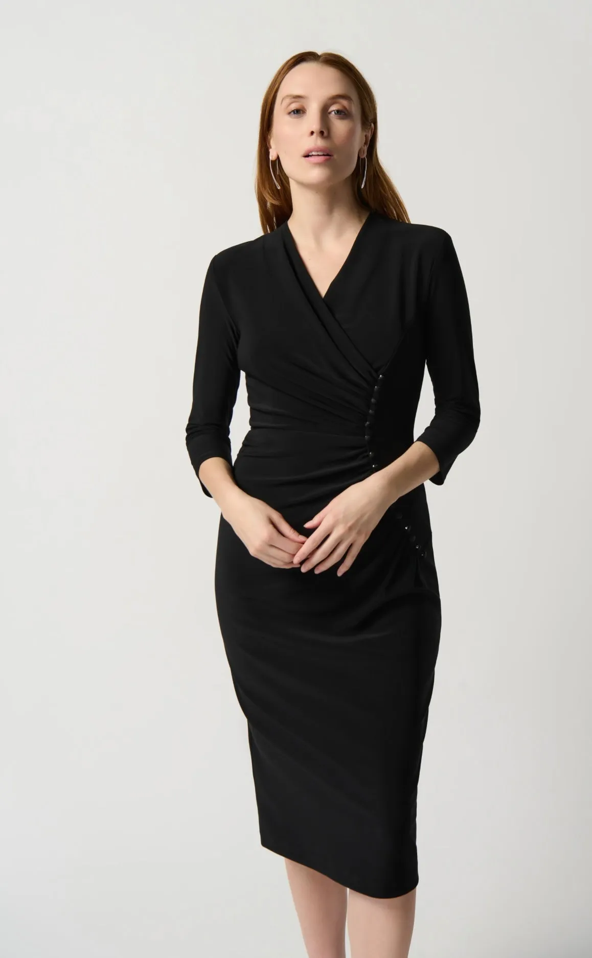 Joseph Ribkoff Silky Knit Sheath Dress With Front Pleats