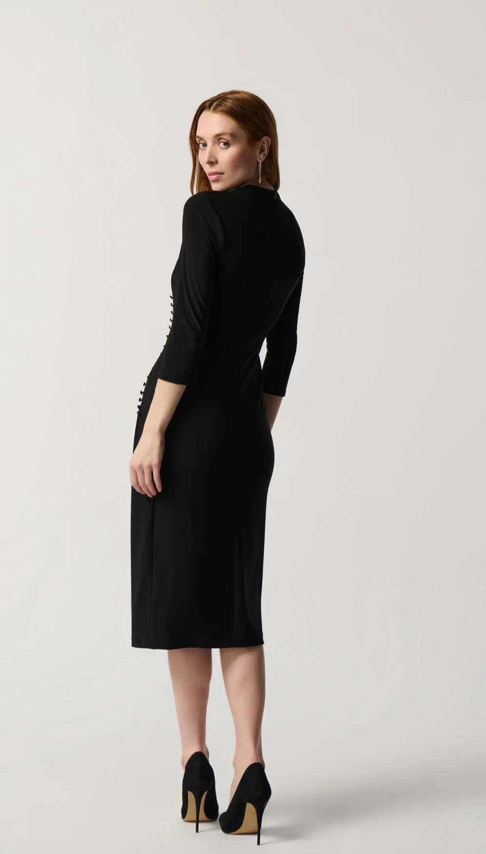 Joseph Ribkoff Silky Knit Sheath Dress With Front Pleats