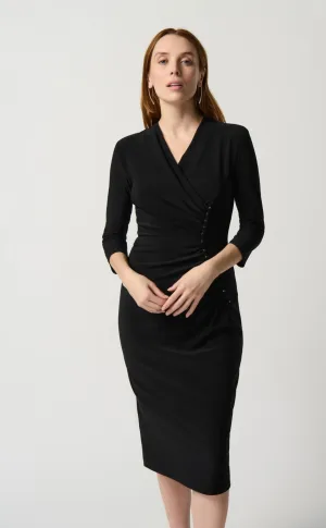 Joseph Ribkoff Silky Knit Sheath Dress With Front Pleats