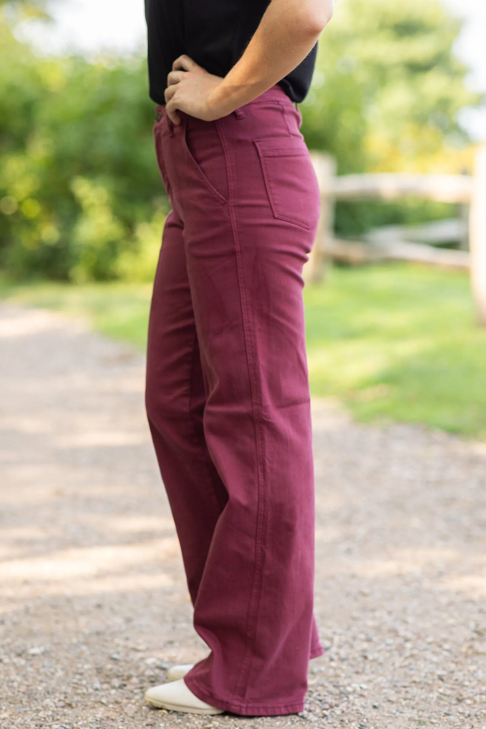 Judy Blue Wine Garment Dyed Straight Leg Jeans