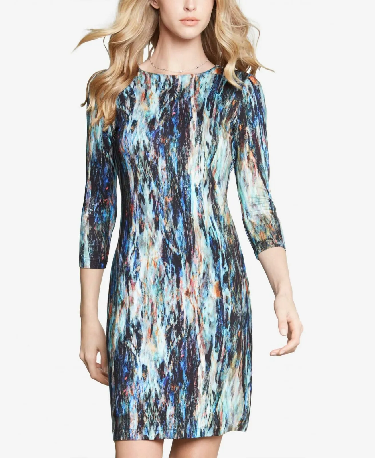 Karen Kane Women's 3/4 Sleeve Printed Sheath Dress