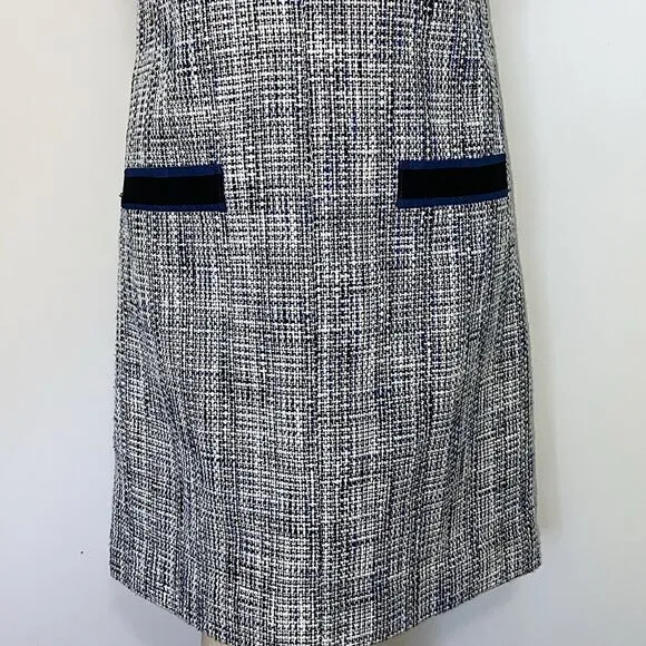 Karl Lagerfeld Paris Dress Sheath Blue/White Tweed NWOT Sz 4