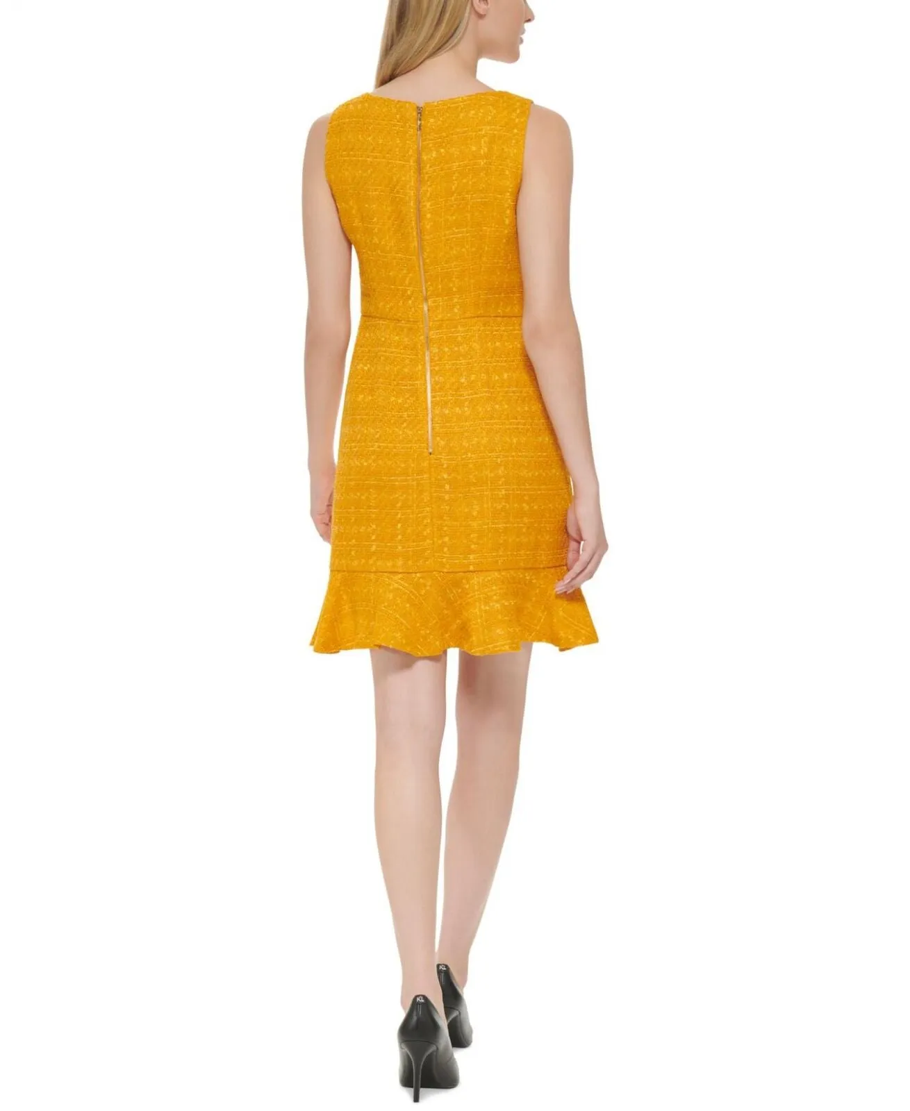 Karl Lagerfeld Paris Womens Tweed Pearlized-Button Sleeveless Dress LD2HTDW8