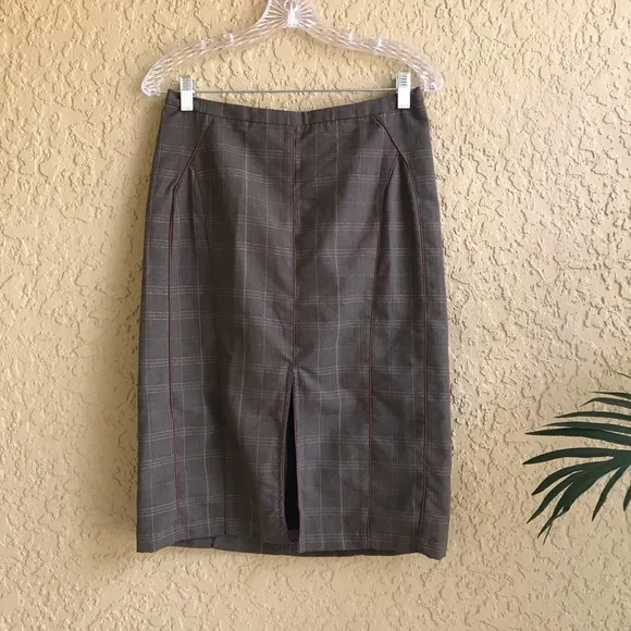 KAS Designs Front Slit Plaid Pencil Skirt NWT