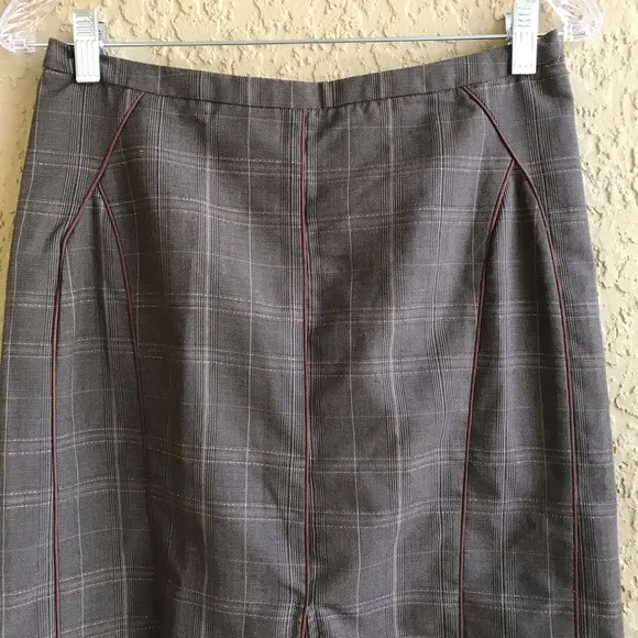 KAS Designs Front Slit Plaid Pencil Skirt NWT