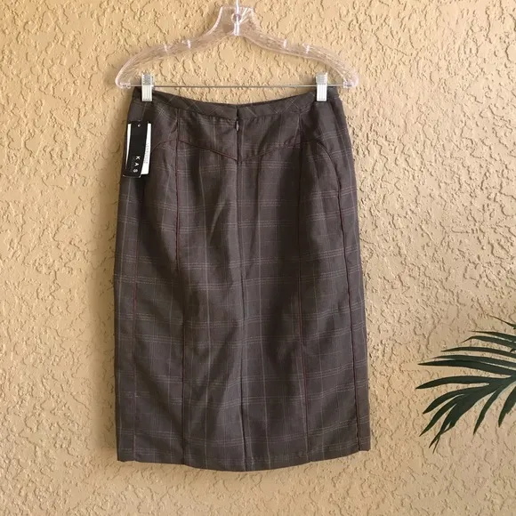 KAS Designs Front Slit Plaid Pencil Skirt NWT