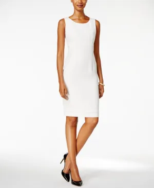 Kasper Womens Crew-Neck Sheath Dress 10543034 Vanilla Ice White 6