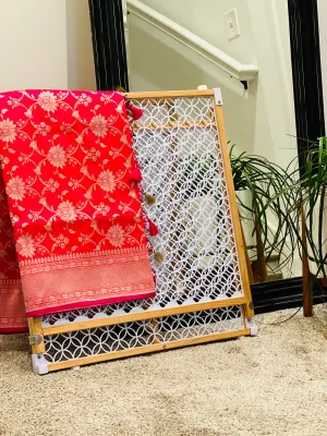 Katan Banaras Saree in Pink W/ Custom Blouse.