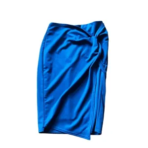 KATE KASIN Blue Knot Side Faux Wrap Pencil Skirt