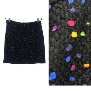 Kate Spade Black Wool Blend Tweed Pencil Skirt Multi Color Pop Speckle sz 10