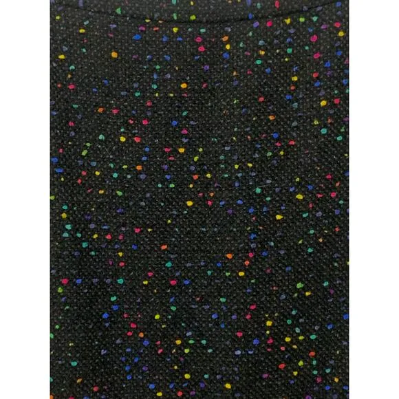 Kate Spade Black Wool Blend Tweed Pencil Skirt Multi Color Pop Speckle sz 10