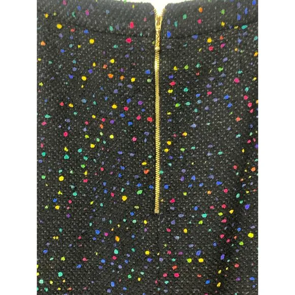 Kate Spade Black Wool Blend Tweed Pencil Skirt Multi Color Pop Speckle sz 10