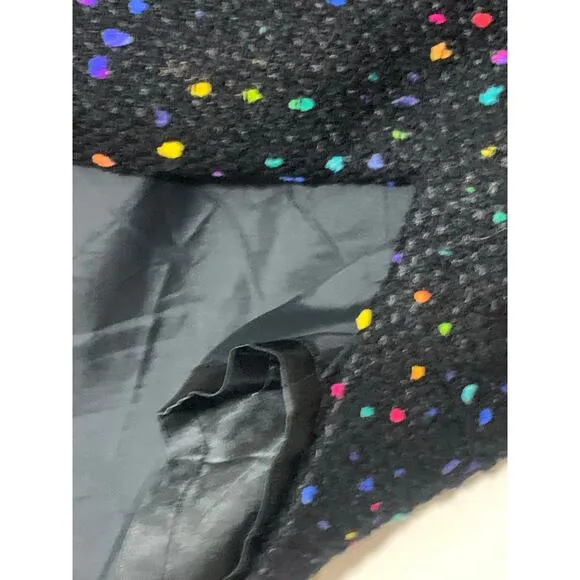 Kate Spade Black Wool Blend Tweed Pencil Skirt Multi Color Pop Speckle sz 10