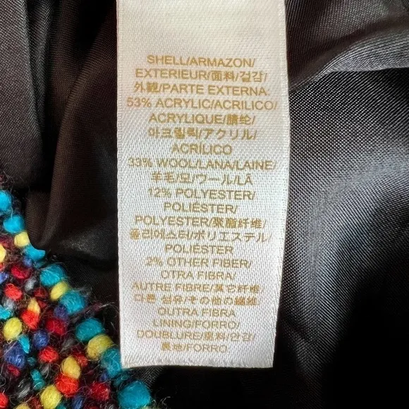 KATE SPADE Judy Wool Tweed Multicolor Classic High Waist Pencil Skirt 00