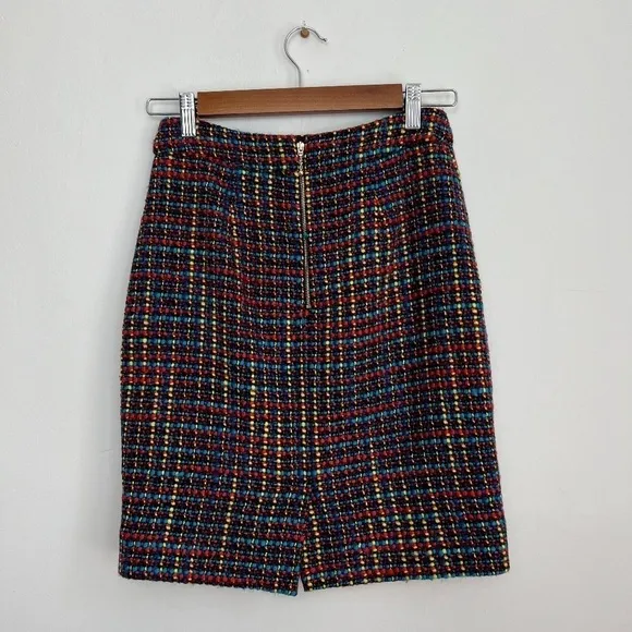 KATE SPADE Judy Wool Tweed Multicolor Classic High Waist Pencil Skirt 00
