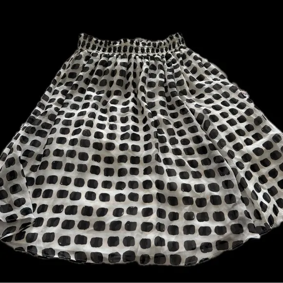 Kate Spade pink black and white knee length silk skirt.