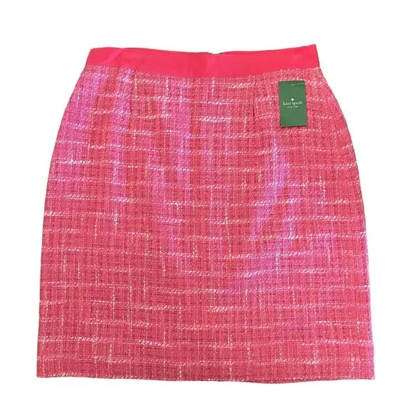 Kate Spade Womens NEW Pink Tweed Pencil Skirt Size 8