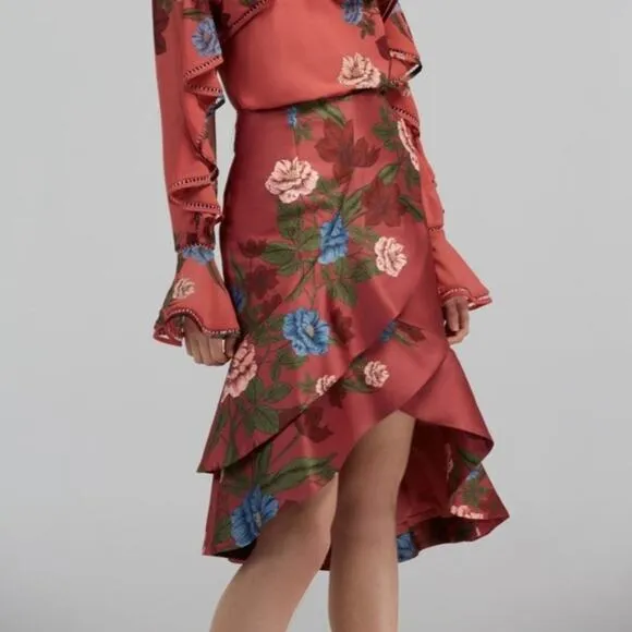 Keepsake the Label Burgundy Jacquard Ruffle Skirt