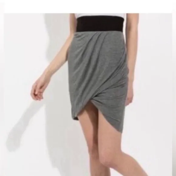 Kit &amp; Ace Amelia Pencil Skirt Side Draped Grey Black Stretchy Size 4