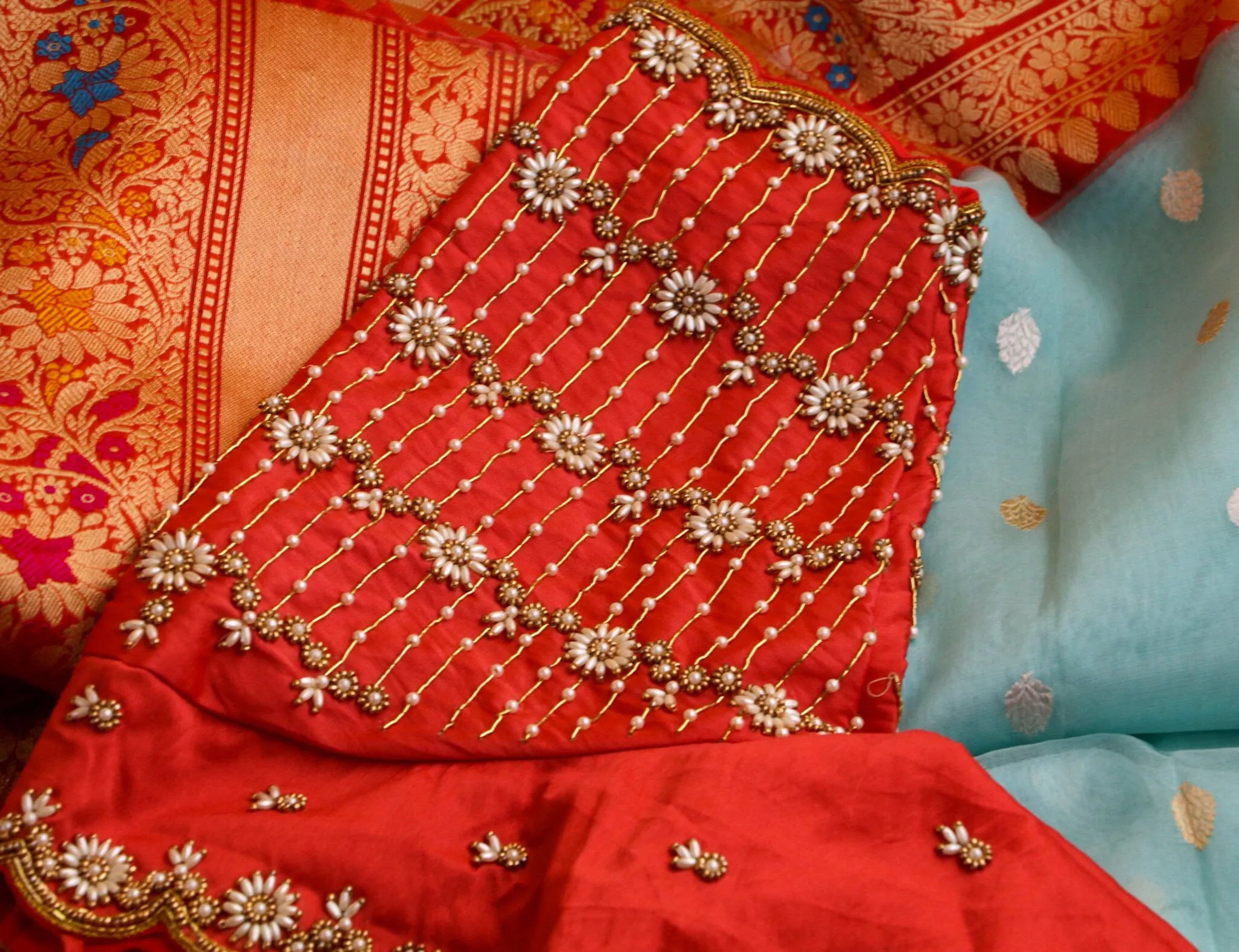 Kora banarasi saree stitched blouse silk saree party wear saree blouse designer blouse maggam work blouse bridal saree blouse traditional