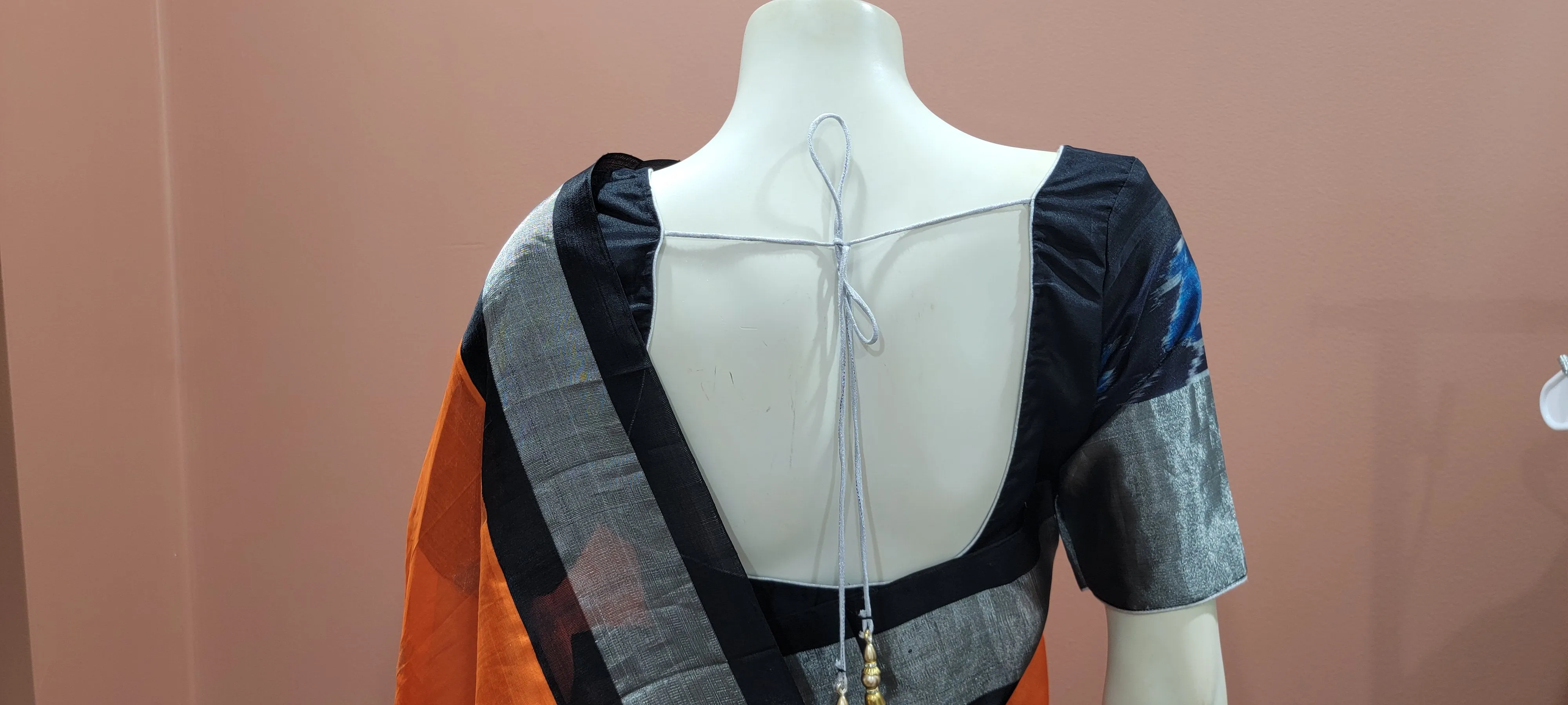 Kuppadam Saree in Orange and Black