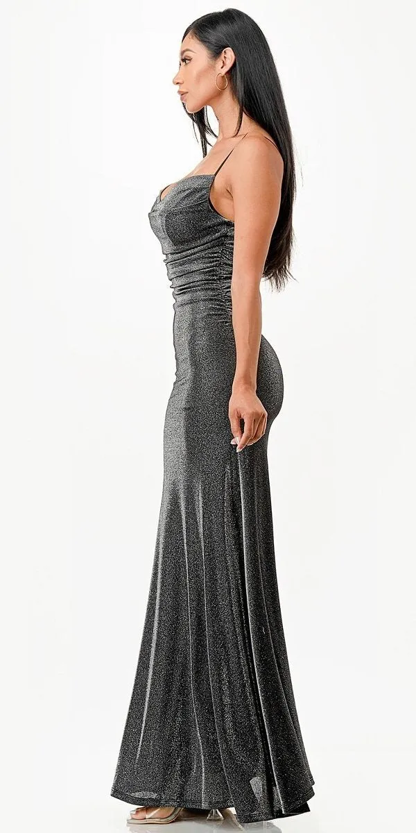 La Scala 26004 Long Sleeveless Fitted Cowl Neckline Sheath Dress
