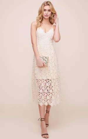 LACE A LINE MIDI DRESS