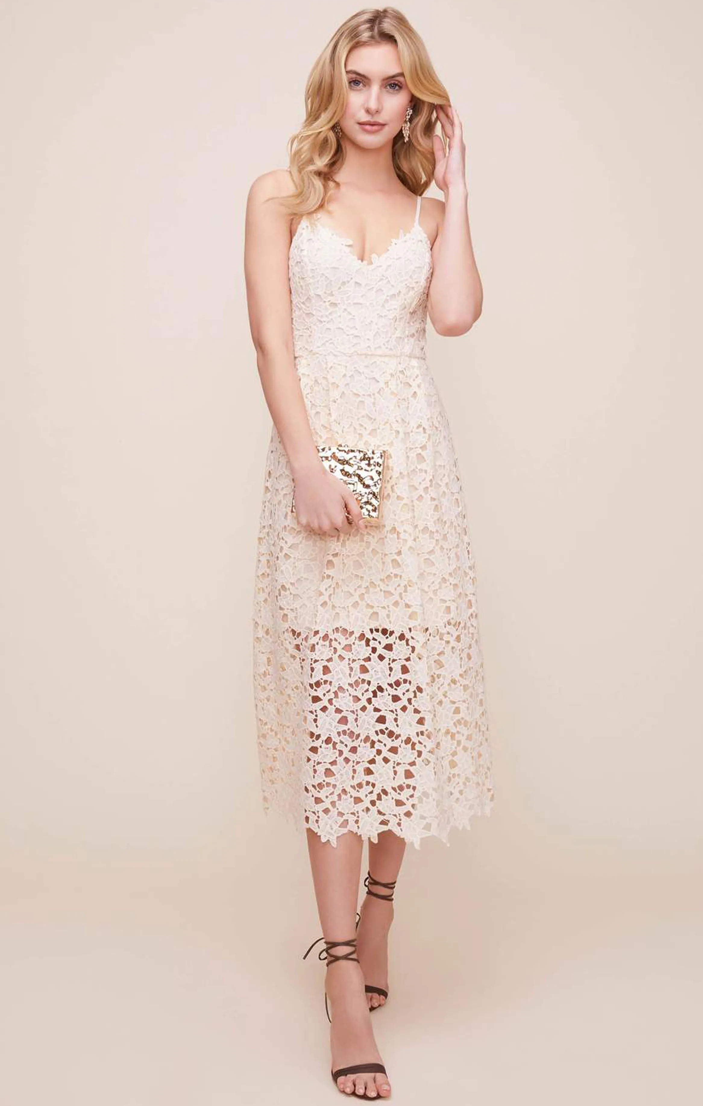 LACE A LINE MIDI DRESS