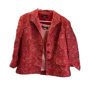 Lafayette 148 New York 2Pc Coral Swirls 3/4 sleeve Jacket &amp; Silk Top Set sz 12