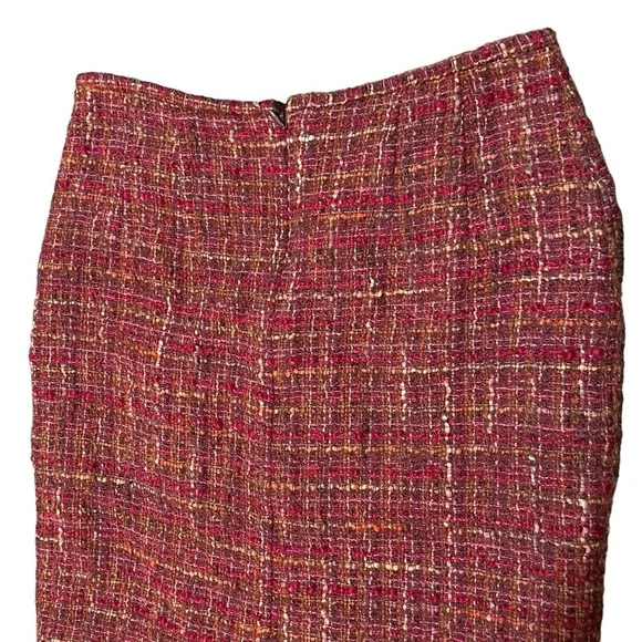 Lafayette 148 New York Tweed Pencil Skirt Red Multi Size 4