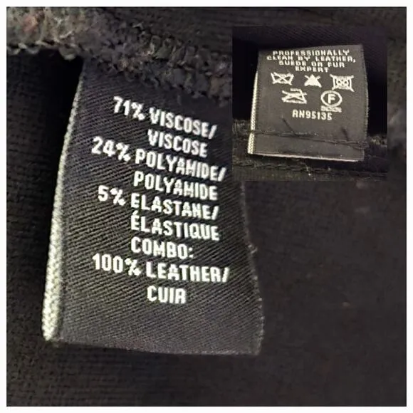 Lafayette 148 New York Viscose Leather Blazer Medium Collarless Jacket Black