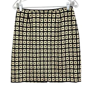 Lafayette 148 New York Wool Blend Pencil Skirt Lined Square Black Tan Women Sz 6