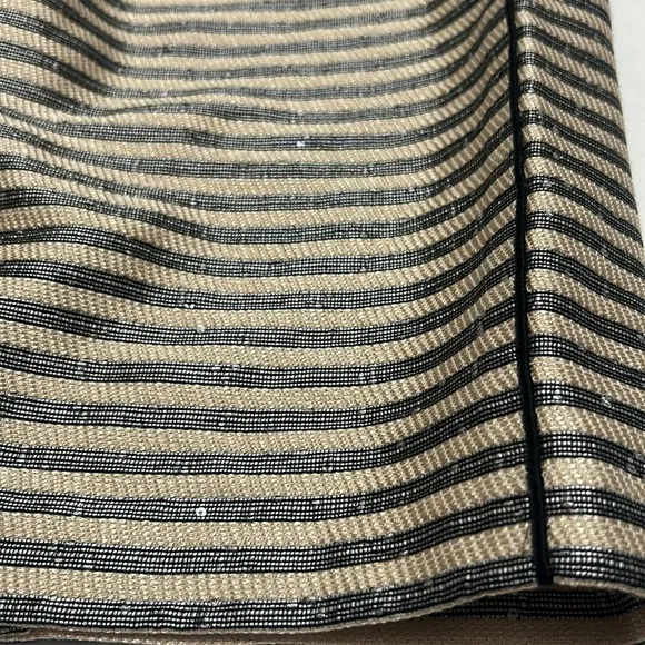 Lafayette 148 Pencil Skirt size 8 Beaded Sequins Cream with black/gray stripes