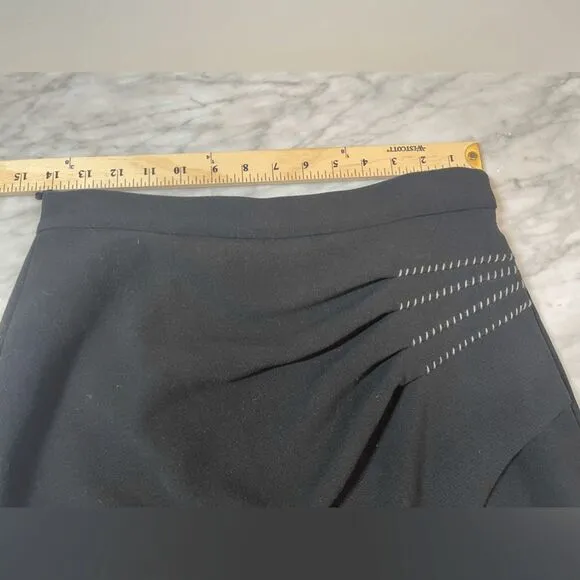 L'Agence Black Wrap Pencil Skirt Pleat Ruched Gathered Detail Womens Size 6