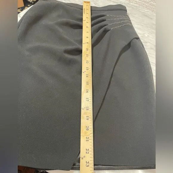 L'Agence Black Wrap Pencil Skirt Pleat Ruched Gathered Detail Womens Size 6
