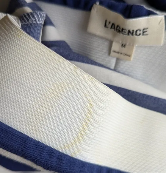 L'Agence Pull On Navy Striped Stretch Knit Basic Pencil Skirt Women's Sz M