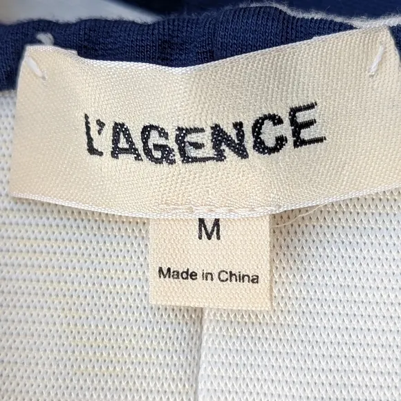 L'Agence Pull On Navy Striped Stretch Knit Basic Pencil Skirt Women's Sz M