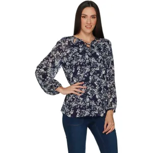 Laurie Felt Women's Woven Blouse With Lace Up Detail