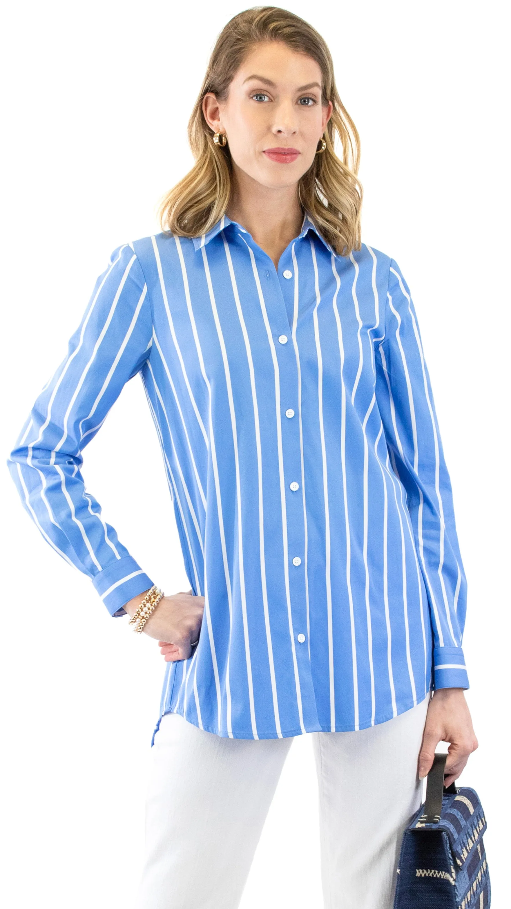 Layla Tunic - Bright Blue / White Stripe
