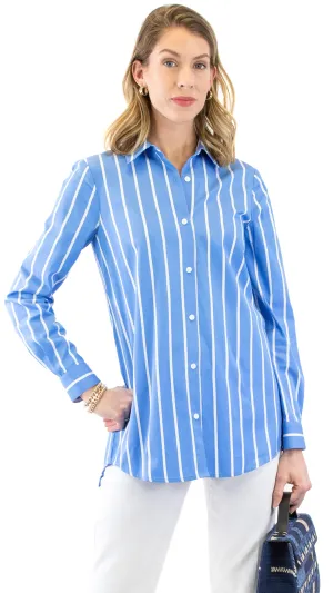 Layla Tunic - Bright Blue / White Stripe
