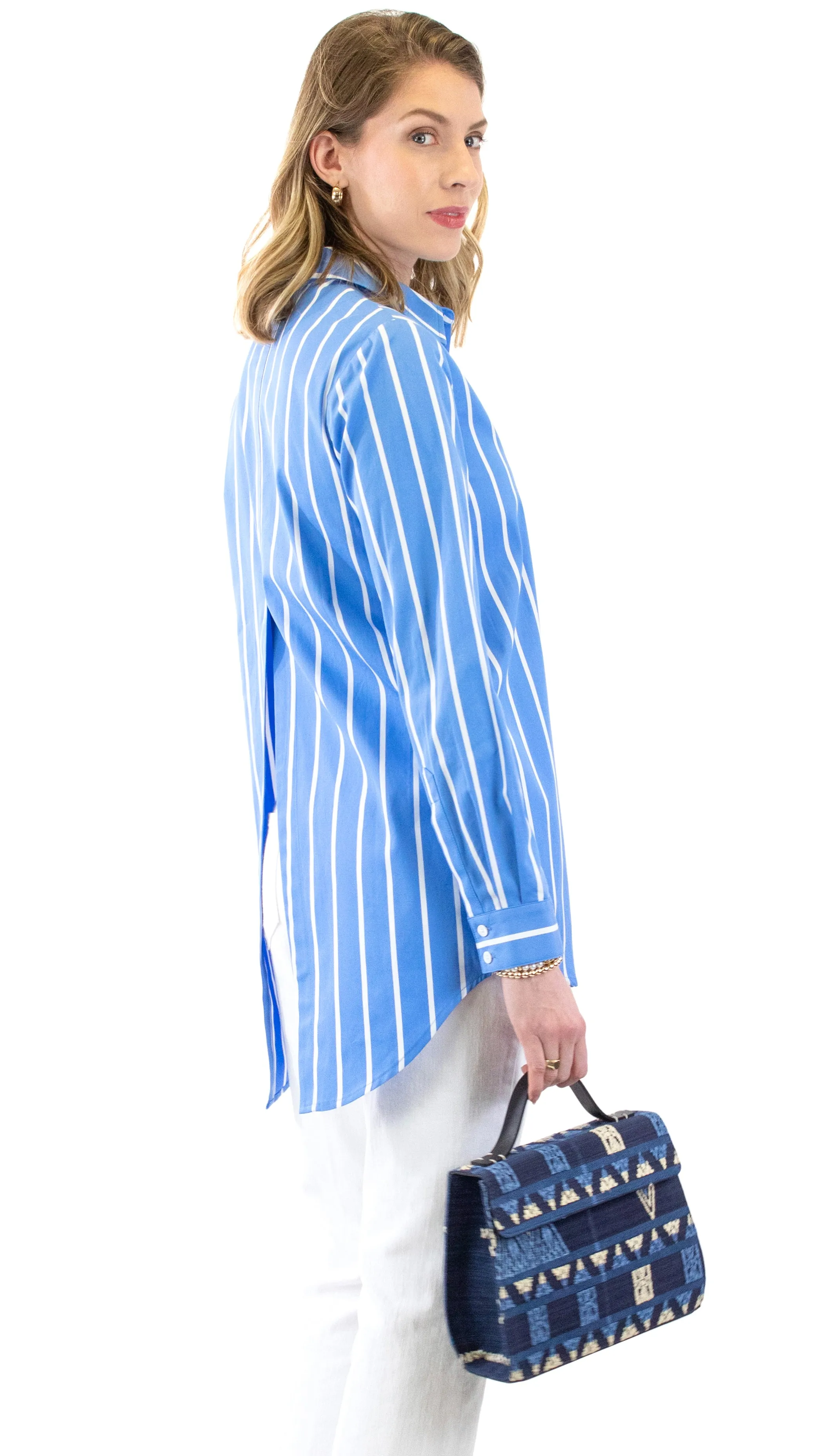 Layla Tunic - Bright Blue / White Stripe