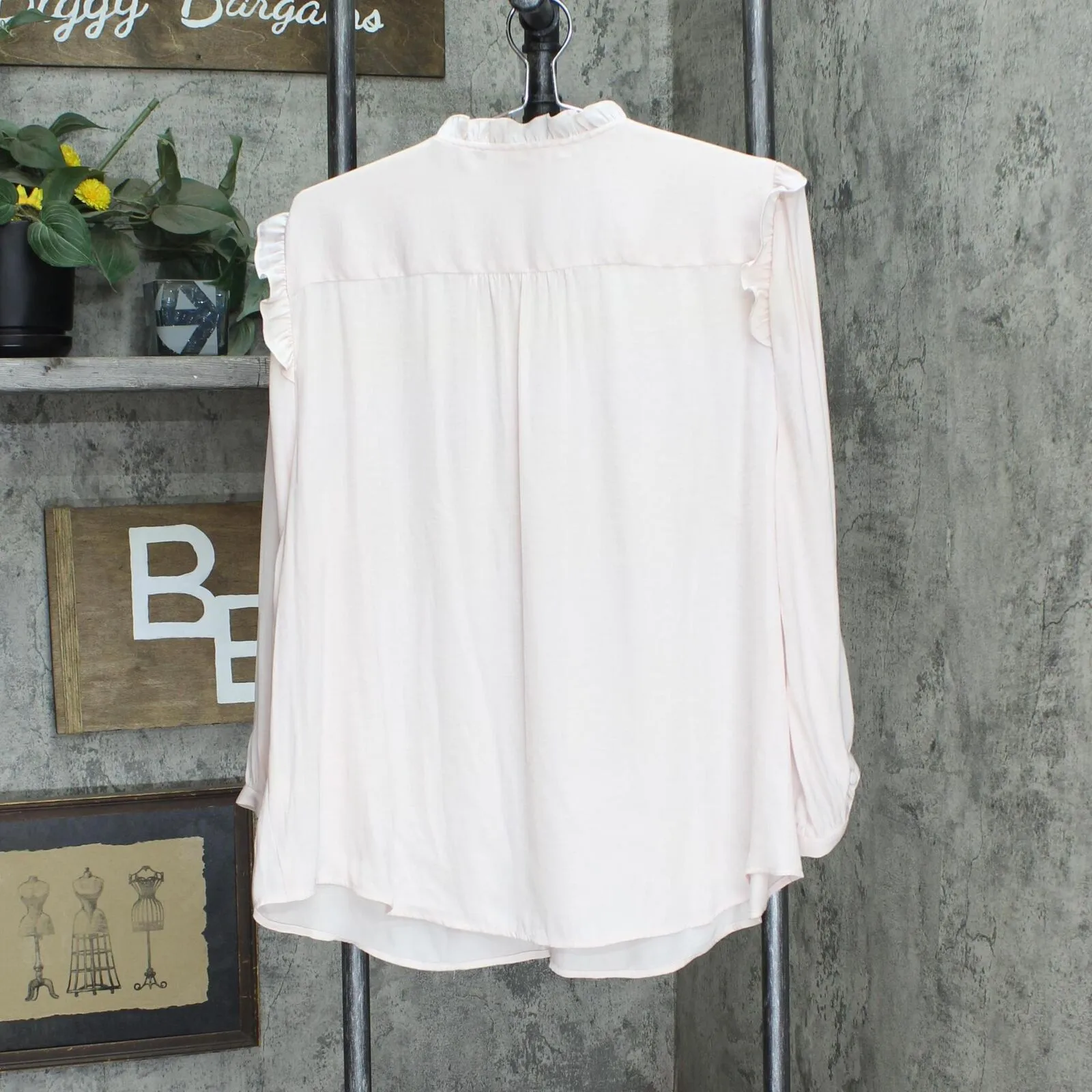 LC Lauren Conrad Womens Button Up Woven Babydoll Blouse Shirt Top Pink 1X