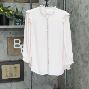 LC Lauren Conrad Womens Button Up Woven Babydoll Blouse Shirt Top Pink 1X