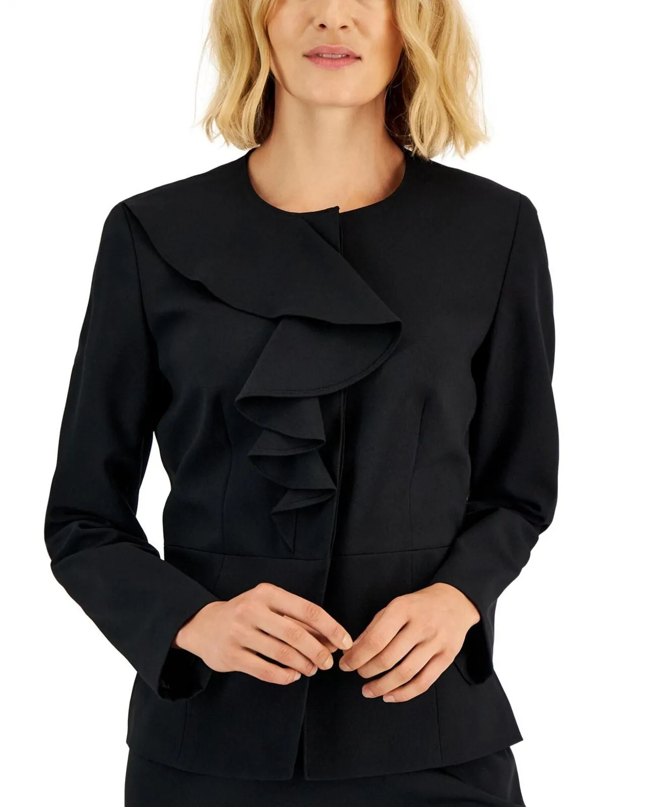 Le Suit Women's Ruffled Stretch Crepe Skirt Suit 50041156
